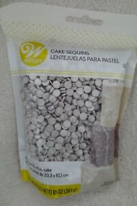 Wilton Edible Sequins Sprinkles Silver Cake large Bag New 
