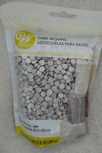 Wilton Edible Sequins Sprinkles Silver Cake large Bag New - Picture 1 of 9