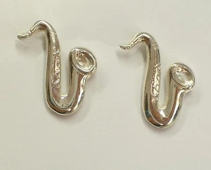 Orecchini a lobo con SASSOFONO in ARGENTO 925 - SAX - - Picture 1 of 7