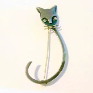 Orvelo Mexiko Sterlingsilber modernistische Katzenbrosche - Bild 1 von 5