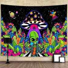 Funny Alien Weed Trippy Wall Art Extra Large Tapestry Fabric Poster Hippie