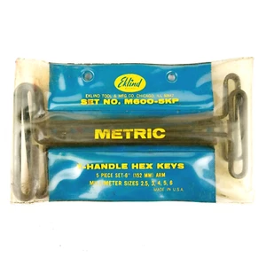 Vintage Eklind Metric T-Handle Hex Key 5-Pc Set M600-5KP - Complete! - Picture 1 of 3