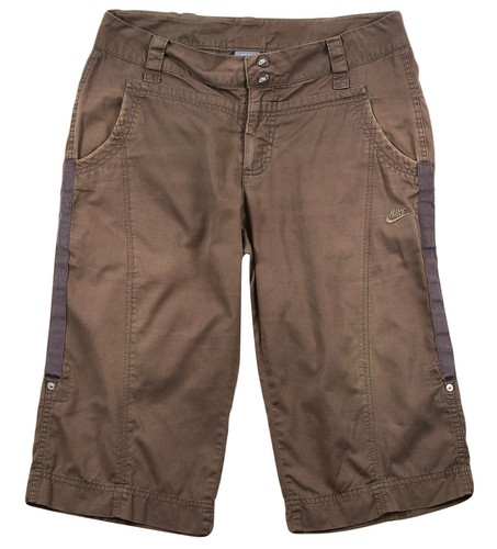 Bermuda Nike donna marrone performance pantaloncini outdoor zip fly US12 D42