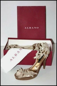 ALBANO Sandales Lanières Cuir Beige Hauts Talons Fins T 38 ETAT NEUF - Imagen 1 de 8