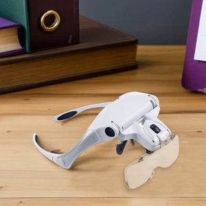 Lupa de Vidrio Visera LED Lupa Espejo Montaje en Cabeza Gafas Lupa, USB - Imagen 1 de 12