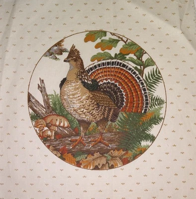#2- Cranston~"Game Birds~Picture Patch Circles"~"Grouse"~Cotton Fabric Panel~Brn - Image 1 of 2