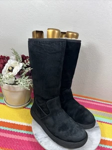 UGG Sunset #5683 Black Suede Sheepskin Side Zipper Tall Boots Women’s EU 39 US 8 - Bild 1 von 13