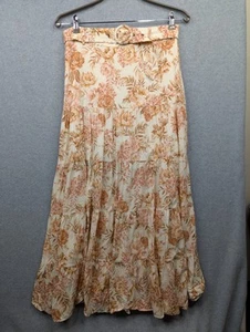 Forever New Skirt Womens 12 Orange Cream Flare Midi Pockets Events Wedding Work - Picture 1 of 12