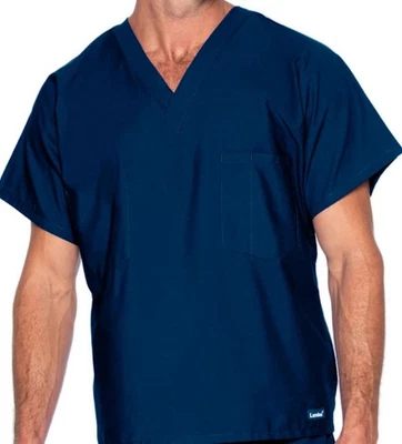 Novo com etiquetas Landau Scrub Top Masculino XL Azul Marinho 2 Bolsos no Peito Enfermeira Médica Extra Grande - Imagem 1 de 4