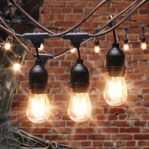 15M Outdoor String Lights Mains E27 LED Bulbs Garden Festoon Lighting Heavy Duty - Picture 1 of 21