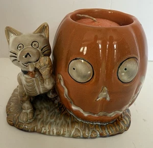 Yankee Candle Boney Bunch Halloween Katze Skelett Kürbis Windlichthalter - Bild 1 von 8