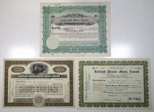Canadian Mining I/U Stock Cert. Trio, 1925 bis 1937. (3). - Bild 1 von 1