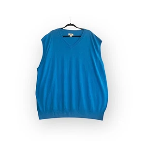 Cutter & Buck Big Men's V-Neck Blue Wool Blend Sleeveless Sweater Vest Size 4XB - Picture 1 of 6