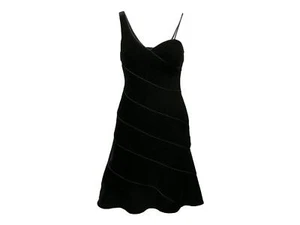 Black Giorgio Armani Asymmetrical Velvet Mini Dress Size IT 38 - Picture 1 of 5