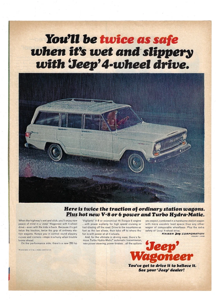 Anuncio Jeep Wagoneer vintage años 60 clásico SUV hombre decoración de cuevas garaje arte de pared 1965 Foto 1 de 1