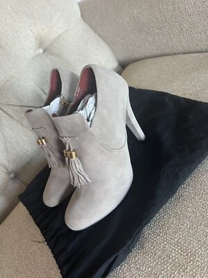 Nuevo GUCCI Mischa Borla Gamuza Botines Botín Gris Talla 37 EE. UU. 6,5 Foto 1 de 4