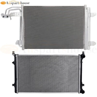 Aluminum Radiator &AC Condenser Cooling Kit For 10-14 Volkswagen Golf Jetta 2.5L Foto 1 de 4