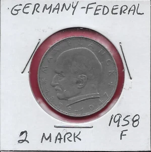 ALEMANIA FEDERAL REP 2 MARCO ALEMÁN 1958-F RETRATO DE MAX PLANCK (1858-1947) FA - Imagen 1 de 2
