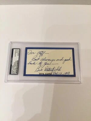 Bob Waterfield HOFer Signed Index Card PSA - Image 1 of 3