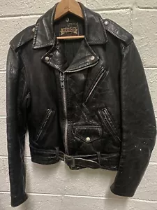 VINTAGE SCHOTT PERFECTO Black Leather Motorcycle Jacket Late 50s Early 60s - Picture 1 of 11