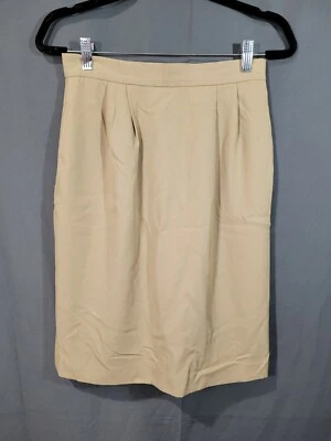 Falda lápiz Lands End para mujer forrada, bronceada talla 10 25" de largo Hecha en EE. UU. Bolsillos Foto 1 de 4