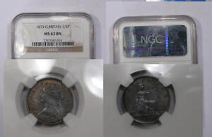 1873 GB VICTOIA FARTHING NGC MS 62 BN PRICE GUIDE MS 60=$180 INV#323B-14