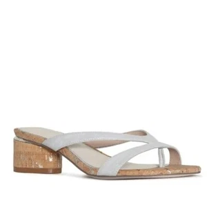 Donald Pliner Mida Cork Block Heel Comfort Slide Sandals Minimalist Leather 7.5 - Picture 1 of 8