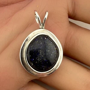 Colgante de ópalo negro Andamooka raro de plata de ley 925 de colección (6,6 g) - Imagen 1 de 4