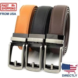 Genuine Leather Belt For Men Ratchet Belt Autonomic Belt Buckle - Picture 1 of 12