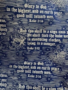 Daisy Kingdom 1662 Christmas Nativity Toile Vintage Luke Bible Text Rare 44x36” - Picture 1 of 8