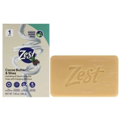 Zest 7.05 Oz. (200g) Bar ●COCOA BUTTER & SHEA● Hydrating & Deodorizing Soap. - Image 1 of 4