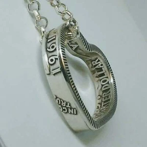Anillo de monedas de cuarto de plata de EE. UU. 1940-1964 con cadena - Imagen 1 de 5