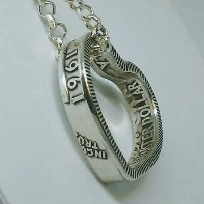Colgante Corazón Hecho de US PLATA CUARTO anillo moneda 1940-1964 con cadena Foto 1 de 4
