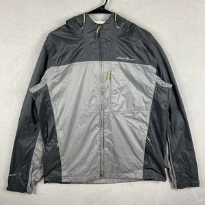 Eddie Bauer Weatheredge Rain Jacket Men's M Gray Full Zip Taped Seams Hooded - Picture 1 of 9