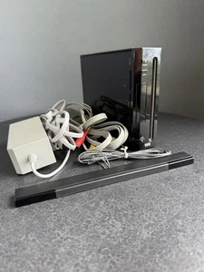 Nintendo Wii Console Model RVL-001 (USA) Sensor Bar Cables Tested-No Remote BLK - Picture 1 of 13