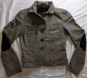Chaqueta Blazer De Colección Para Mujer United Colors Of Benetton Lana Recortada Marrón Italia - Imagen 1 de 13