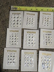 Set of 106 Vintage Pearly Buttons On 9 Original Cards  Matching White - Picture 1 of 4