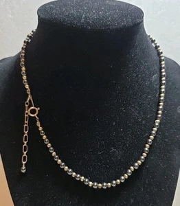 Vintage Jordan Sterling Silver Beaded Necklace Two Colors , Signed 15" - Picture 1 of 9