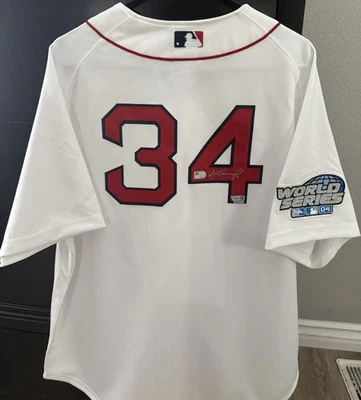 Camiseta David Ortiz autografada Mitchell & Ness 2004 WS fanáticos e liga principal de beisebol autêntica - Imagem 1 de 4