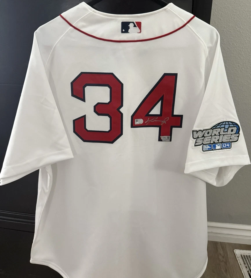 Camiseta David Ortiz autografada Mitchell & Ness 2004 WS fanáticos e liga principal de beisebol autêntica - Imagem 1 de 4