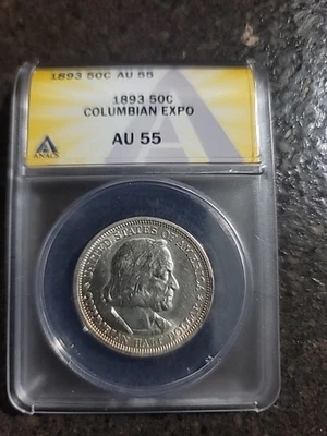 VERY NICE! 1893 50C AU55 Columbian Expo  ANACS Beautiful For An AU55 - Image 1 of 4