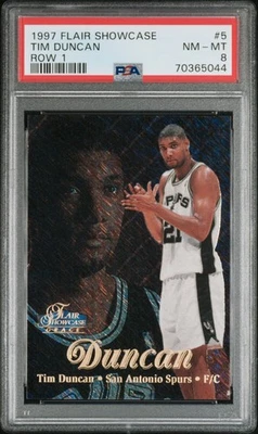 1997 Tim Duncan Flair Showcase #5 Row 1 Rookie RC - PSA 8 - Imagem 1 de 3