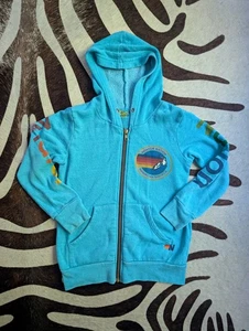 Aviator Nation neonblauer Hoodie durchgehender Reißverschluss Größe Jugend 8 Manhattan Strand Surfen GUC - Bild 1 von 13
