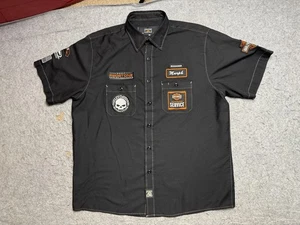 Harley Davidson Camicia da Lavoro Originale Uomo Grande Nera Rivenditore Servizio Patch - Foto 1 di 15