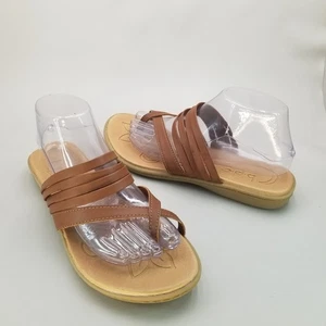 BOC Born Womens Size 9 ALISHA Brown Vegan Strappy Flat Flip Flop Thong Sandals - Picture 1 of 13