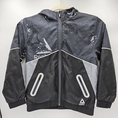 Jaqueta Reebok Guard preta e cinza, corta-vento, masculina tamanho pequeno 6/7 nova com etiquetas - Imagem 1 de 4