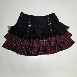 Hot Topic rot karierter Rock Gr. Small Passe Gothic dunkel Academia Tüll 90er Grunge - Bild 1 von 6