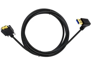 USB 3.0 A to Micro-B Male Panel Mount Cable 3m | Down Angle Screw Locking - Picture 1 of 3