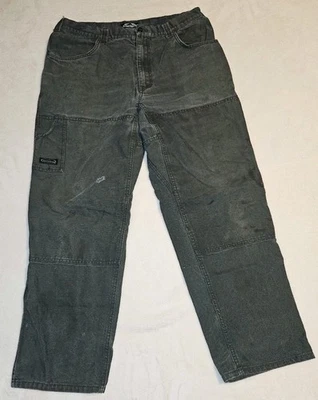 Arborwear Double Knee Moss Colored Distressed Workwear Pants Button Flaw 38x32 - Image 1 of 4