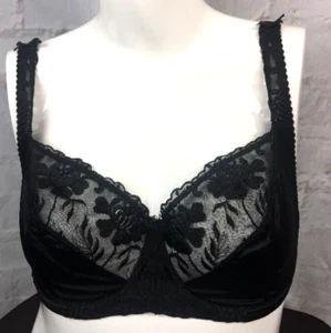 Gemm 34H Black Satin & Lace Full Coverage Bra H*B58 - Picture 1 of 8